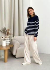Акція на Джемпер вязаный Cotton Art Knit индиго в полоску S/M від Podushka
