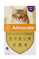 Акция на Капли Bayer/Elanco Advocate для кошек 4-8 кг от заражений эндо и экто паразитами 3 пипетки/1 уп. (4007221031970) от Stylus