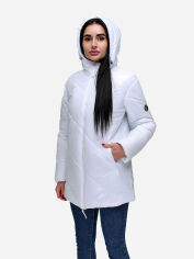 Акция на Куртка демісезонна з капюшоном жіноча Favoritti В-1301 Лак Тон 110 52 Біла димчаста от Rozetka