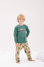 Акція на Пижама байковая для мальчика ПЖ55 Бемби 6Z5-зеленый-разноцветный 116 від Podushka