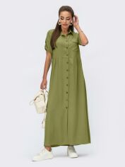 Акція на Сукня-сорочка довга літня жіноча Dressa 60601 46 Зелена від Rozetka