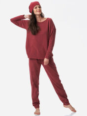 Акція на Піжама (світшот + штани) жіноча Key LHE 729 1+LHB 729 3 S Темно-червона від Rozetka