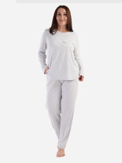 Акція на Піжама (лонгслів + штани) жіноча великих розмірів Vienetta 190597 3XL Сіра від Rozetka