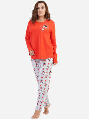 Акція на Піжама (лонгслів + штани) жіноча великих розмірів Vienetta 190595 XL Червона від Rozetka