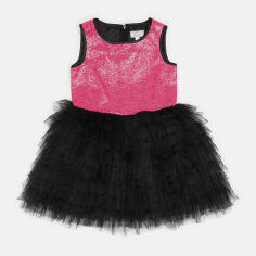 Акция на Дитяче літнє фатинове плаття для дівчинки Sasha 4444 128 см Фуксія з чорним от Rozetka