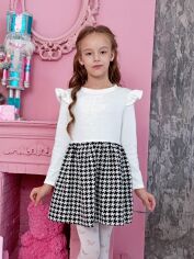 Акція на Дитяча сукня для дівчинки Ласточка 23_1018 128 см Біла з чорним від Rozetka