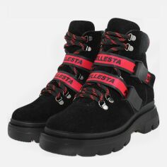 Акція на Жіночі зимові черевики Prellesta RP2126-11 39 24.5 см Чорні з червоним від Rozetka
