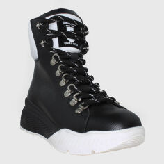 Акція на Жіночі зимові черевики високі Favi RF15651 37 23.5 см Чорні з білим від Rozetka