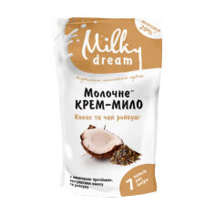 Акція на Рідке крем-мило Milky Dream Кокос та ройбуш, з молочним протеїном, екстрактами кокосу та ройбушу, 1 л (дойпак) від Eva