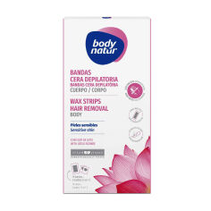 Акція на Воскові смужки для депіляції тіла Body Natur Wax Strips for Body Sensitive Skin для чутливої шкіри, 16 шт + 2 серветки від Eva