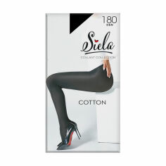 Акція на Теплі колготки жіночі Siela Cotton 180 DEN, Nero, розмір 2 від Eva