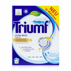 Акція на Пральний порошок Triumf Ultra White для білих речей, 30 циклів прання, 1.8 кг від Eva