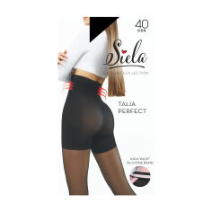 Акція на Колготки жіночі Siela Talia Perfect з високою талією та моделювальними шортиками, 40 DEN, Nero, розмір 2 від Eva