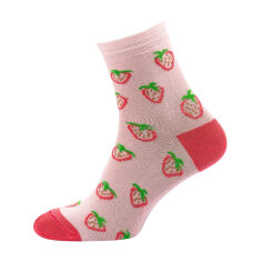 Акція на Шкарпетки жіночі Siela RT1312-158 високі, рожеві з полуницями, розмір 36-39 від Eva