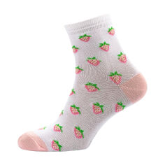 Акция на Шкарпетки жіночі Siela RT1312-158 високі, біло-рожеві з полуницями, розмір 39-42 от Eva
