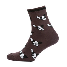 Акция на Шкарпетки жіночі Siela RT1312-055 класичні, високі, коричневі з бульдогами, розмір 39-42 от Eva