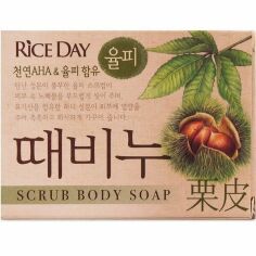 Акція на Мыло-скраб для тела Lion Rice Day Scrub Body Chestnut Soap 100г від MOYO