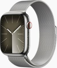 Акция на Apple Watch Series 9 45mm GPS+LTE Silver Stainless Steel Case with Silver Milanese Loop (MRMQ3) от Stylus