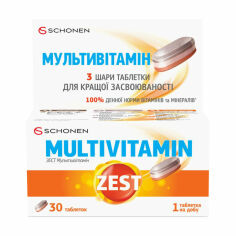Акція на Дієтична добавка в таблетках Schonen Zest Мультивітамін, 30 шт від Eva