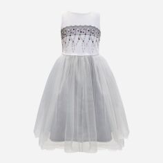Акция на Дитяча святкова сукня для дівчинки Sasha 4336/20 134 см Біла з сірим от Rozetka