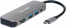Акція на D-Link Adapter USB-C to 2xUSB 3.0+USB-C+SD+MicroSD Gray (DUB-2325) від Y.UA