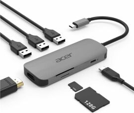 Акція на Acer Adapter Dongle USB-C to USB-C + Hdmi + 3xUSB3.2 + Sd / Tf Silver (HP.DSCAB.008) від Y.UA