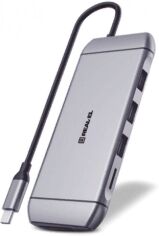 Акция на REAL-EL Adapter USB-C to Hdmi + USB-C + Vga + 3xUSB + RJ45 Space Grey (EL123110003) от Y.UA