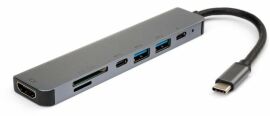 Акция на Vinga Adapter USB-C to 2xUSB-C + Hdmi + 2xUSB + Sd / Tf Grey (VCPHTC7AL) от Y.UA