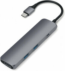 Акція на Satechi Adapter USB-C to HDMI+USB-C+2xUSB3.0 Space Grey (ST-CMAM) від Y.UA