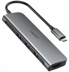 Акция на Ugreen Adapter CM136 USB-C to HDMI+3xUSB3.0+USB-C Space Gray (50209) от Y.UA