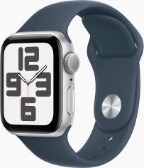 Акция на Apple Watch Se 2 2023 40mm Gps Silver Aluminum Case with Storm Blue Sport Band - S/M (MRE13) от Y.UA