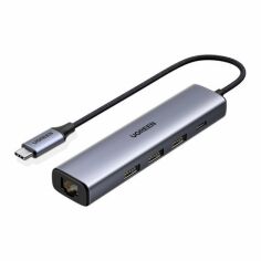 Акция на Ugreen Adapter CM475 USB-C to USB-C+3xUSB3.0+RJ45 Gray (20932) от Y.UA