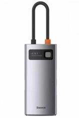 Акція на Baseus Adapter Metal Gleam Series USB-C to 4хUSB3.0+USB-C Gray (WKWG070013) від Y.UA