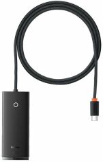 Акція на Baseus Adapter Lite Series USB-C to 4хUSB3.0+USB-C Black (WKQX030401) від Y.UA