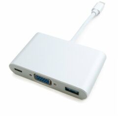 Акція на ExtraDigital Adapter USB-C to USB-C+VGA+USB3.0 0.15m White (KBV1690) від Stylus