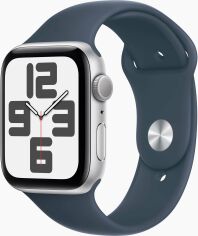 Акция на Apple Watch Se 2 2023 44mm Gps Silver Aluminum Case with Storm Blue Sport Band - S/M (MREC3) от Stylus