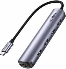 Акция на Ugreen Adapter CM417 USB-C to 4*USB 3.0+HDMI Space Gray (20197) от Stylus