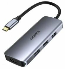Акція на Choetech Adapter 7-in-1 USB-C to USB-C+3xUSB3.0+HDMI+SD Black (HUB-M19) від Stylus