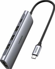 Акція на Ugreen Adapter CM136 USB-C to 3xUSB 3.0+HDMI+USB-C Space Gray (70495) від Stylus