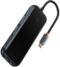 Акція на Baseus Adapter AcmeJoy USB-C to HDMI+2xUSB3.0+USB2.0+USB-C+RJ45+SD Black (WKJZ010613) від Stylus