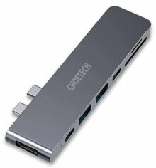 Акція на Choetech Adapter 7-in-1 Dual USB-C to 2xUSB-C+2xUSB+HDMI+SD Gray (HUB-M14) від Stylus