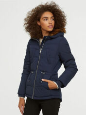 Акция на Куртка демісезонна з капюшоном жіноча H&M 628568b88 32 Темно-синя от Rozetka