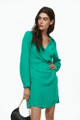 Акція на Сукня на запах коротка літня жіноча H&M A2111-1138612 M Зелена від Rozetka
