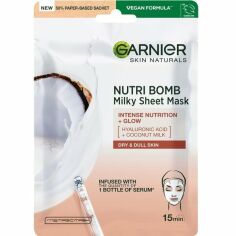 Акція на Маска тканевая Garnier Skin Naturals Питание с кокосовым молоком 28г від MOYO