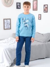 Акція на Піжама дитяча утеплена (футболка з довгими рукавами + штани) Носи своє 6076-023-33-1 146 см Блакитний+темно-синій (p-4493-140462) від Rozetka