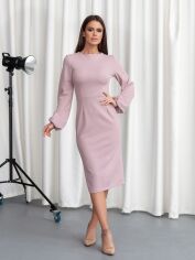 Акция на Плаття міді осіннє жіноче ISSA PLUS 12206 XL Світло-рожеве от Rozetka