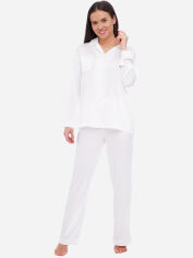 Акция на Піжама (сорочка + штани) жіноча Martelle Lingerie М-312 шовк 34 (XS) Молочна от Rozetka