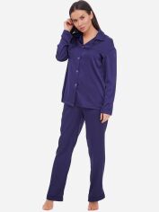 Акция на Піжама (сорочка + штани) жіноча Martelle Lingerie М-312 шовк 36 (S) Темно-синя от Rozetka