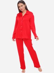 Акция на Піжама (сорочка + штани) жіноча Martelle Lingerie М-312 шовк 34 (XS) Червона от Rozetka