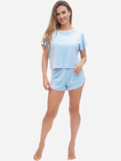 Акция на Піжама (футболка + шорти) жіноча Martelle Lingerie М-313 44 (XXL) Блакитна от Rozetka